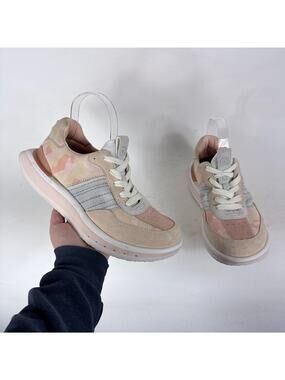 Deckers x Lab Athletic Sneakers Women's 8 Peach Pink Leather Lace-Up Walking
